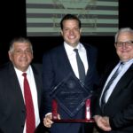 Lyons Village President Christopher Getty was named 2016 Man of the Year by the Illinois State Crime Commission for his efforts in passing the local Gun legislation which has become the basis for the Intergovernmental Agreement (IGA) on guns sales between Lyons and Cook County government. Picture (from left) Lyons Trustee Greg Ramirez, Lyons Village President Christopher Getty, and Lyons Trustee Dan Hilker. Photo courtesy Village of Lyons.