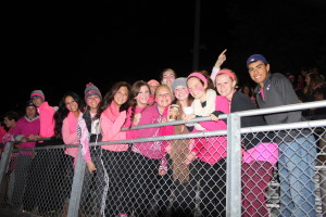 Students show their support for breast cancer at tonights Pink Out game vs Joliet West. Sandburg defeats Joliet West 35-14 Friday Oct. 9, 2015. Copyright (C) Steve Neuhaus 2015. All Rights Reserved