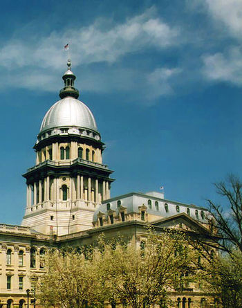 The dome on the Illinois State Capitol in Spri...
