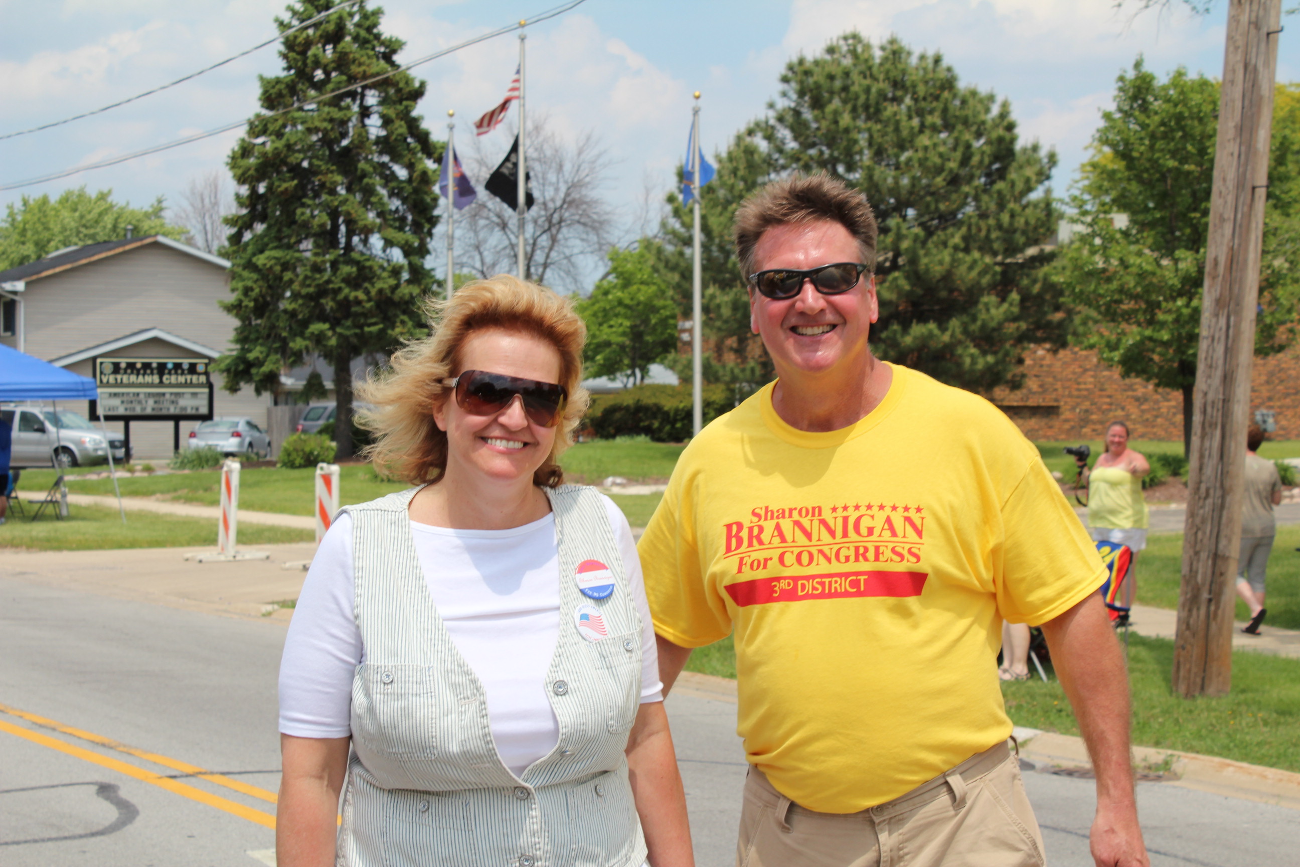 Sharon Brannigan at the Orland Days Parade with her husband