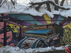 Mural on the CTA wall near The Heartland Cafe, 7000 N. Glenwood