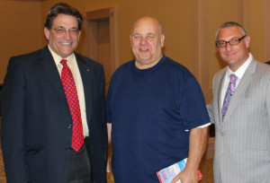 PHOTO CAPTION: State Sen. Steven Landek, Town President Larry Dominick, and Municipal Attorney Michael Del Galdo, following the presentation to President Dominick by the West Central Municipal Conference on May 8, 2015