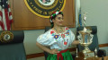 (Picture: Cynthia Dorantes, Queen of the Cicero 10th Anniversary celebration of Cinco de Mayo, poses with the Dominick Cup Trophy that will be presented to the winning team on Sunday May 8 at Toyota Park, capping the weekend long celebrations in honor of Mexican Independence. Photo courtesy The Town of Cicero)