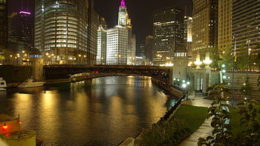 Chicago River at night