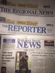 The Reporter Newspapers, the Regional Newspapers, the Des Plaines Valley News, and the Southwest News Herald.